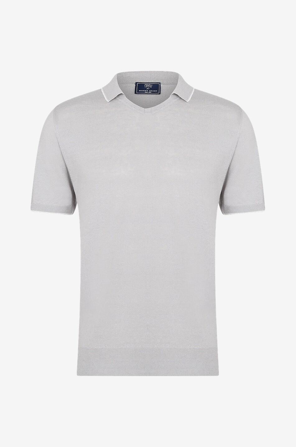 FEDELI Pull à manches courtes en lin et coton Most MM Homme GRIS 1