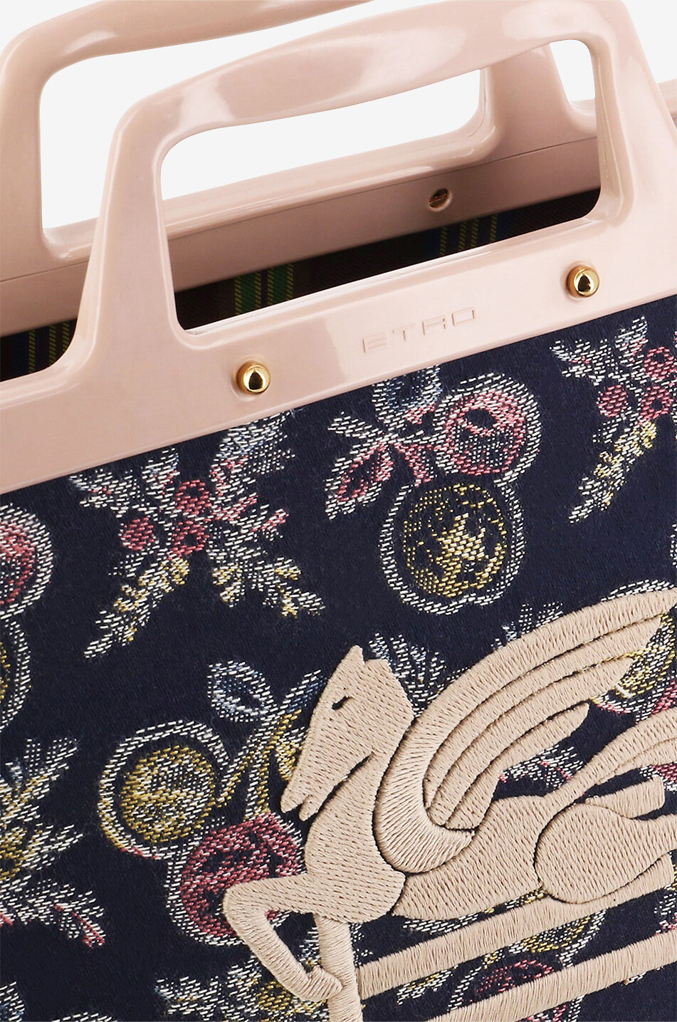 Sac cabas en jacquard et cuir Love Trotter Small