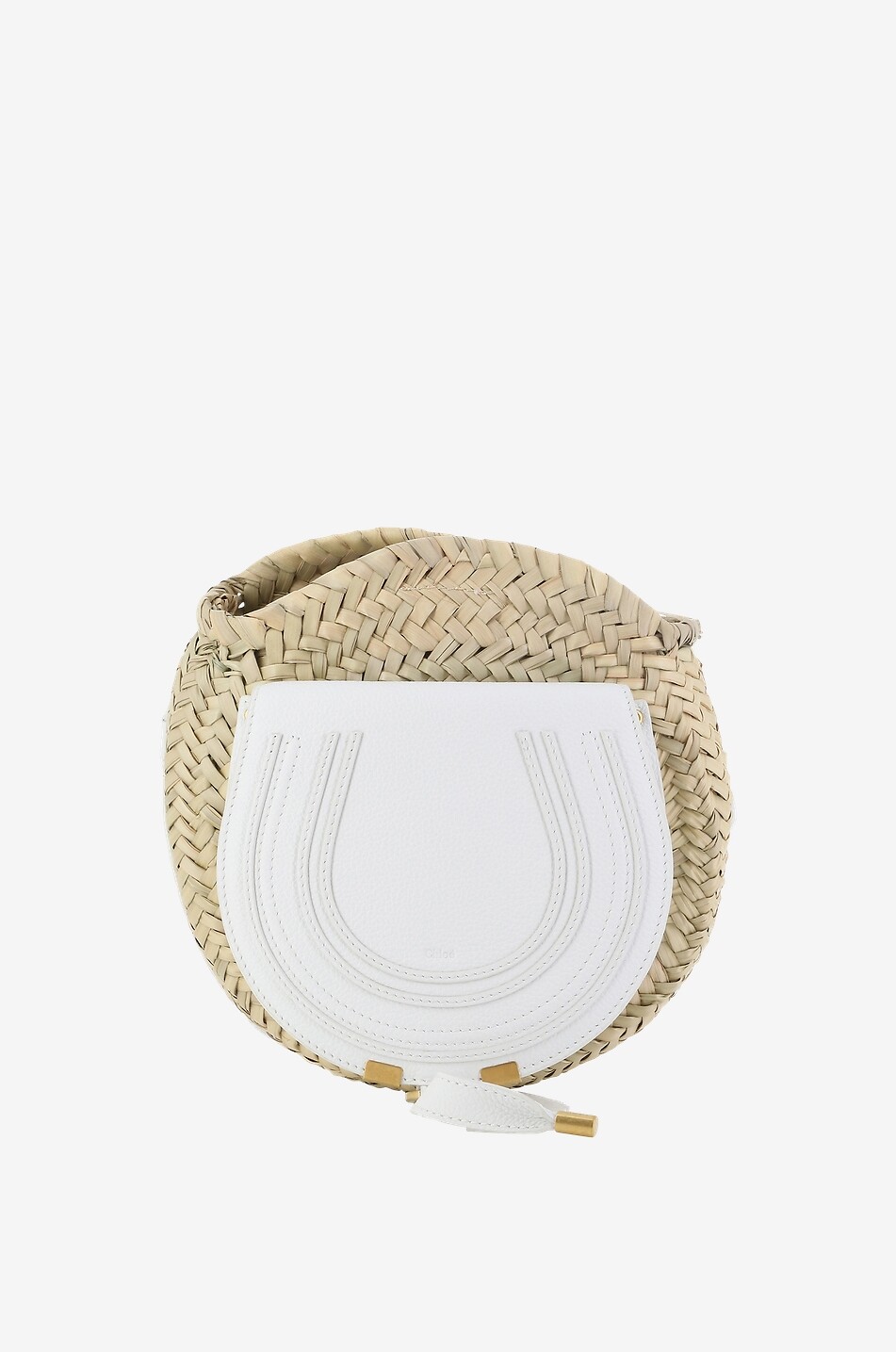 CHLOE Marcie Basket cross-body bag in raffia and leather Women WHITE 1
