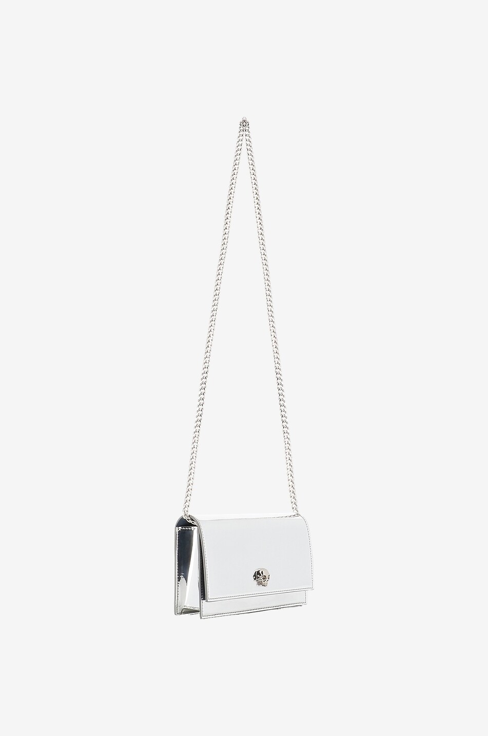 ALEXANDER McQUEEN Sac porté épaule effet miroir Skull Small Femme ARGENT 2