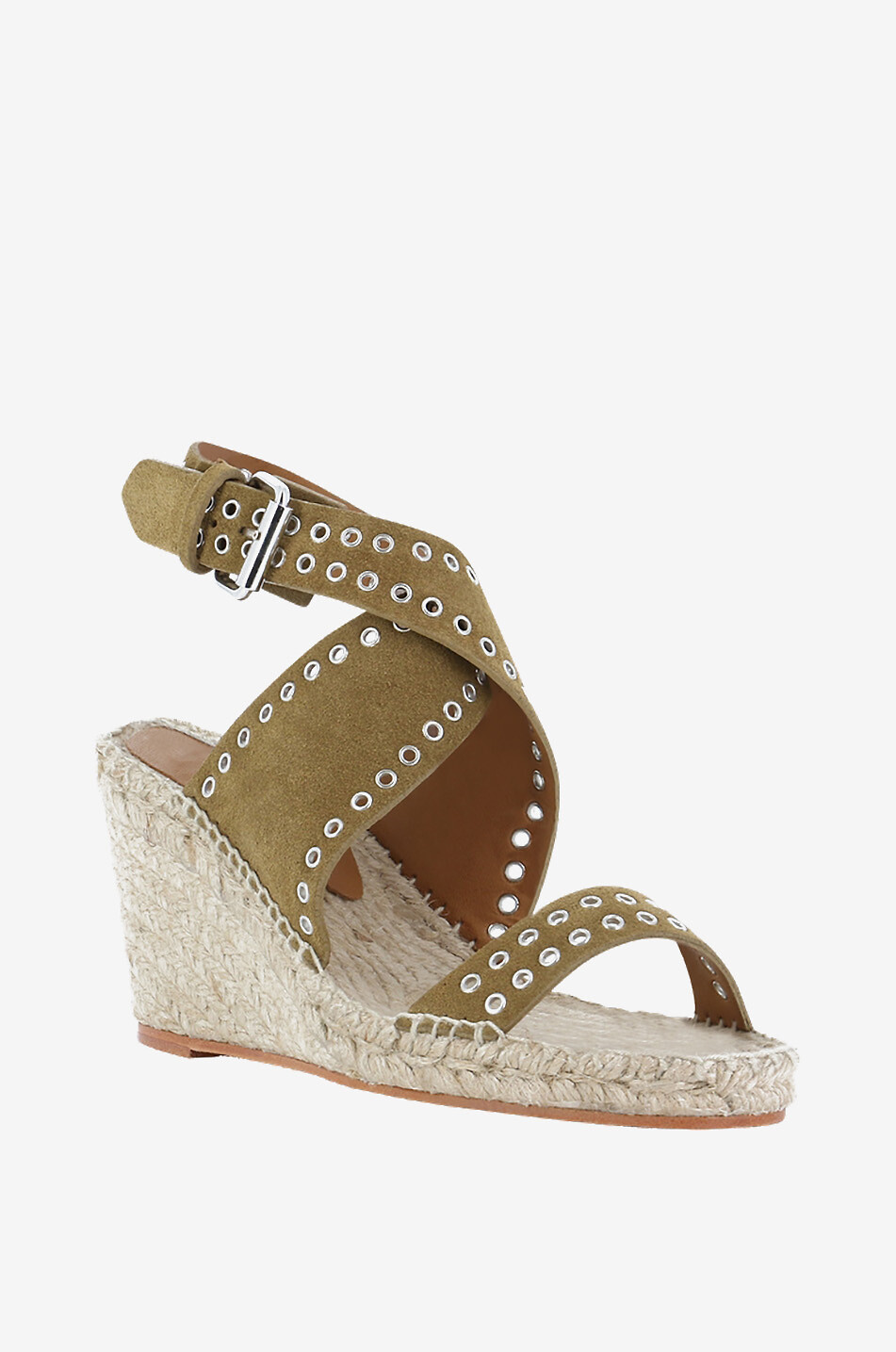 ISABEL MARANT Iriane 70 wedge espadrille style eyelet suede sandals Women BROWN 1