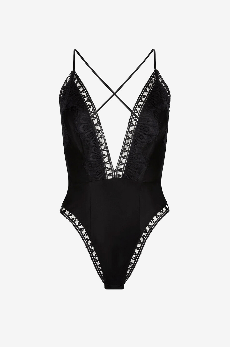 Freya lace adorned low-cut bodysuit