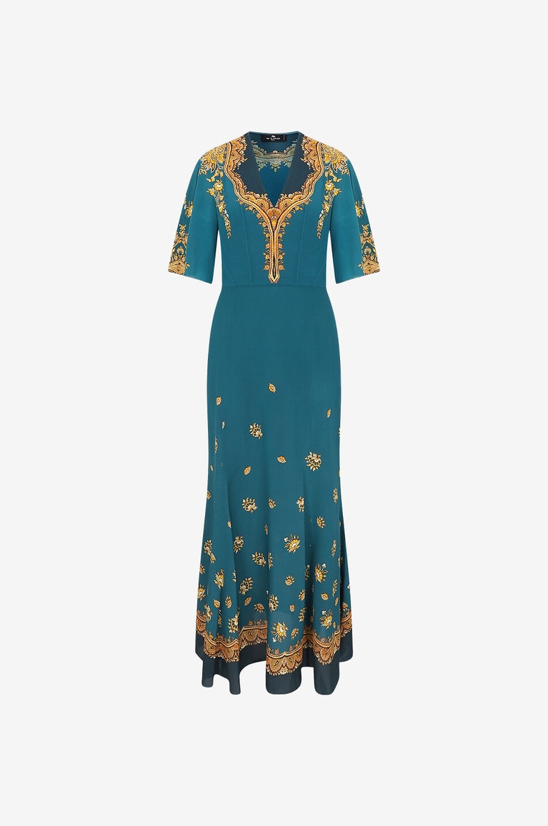 ETRO Longue robe en soie Festive Leafy Paisley Femme MULTICOLORE 1
