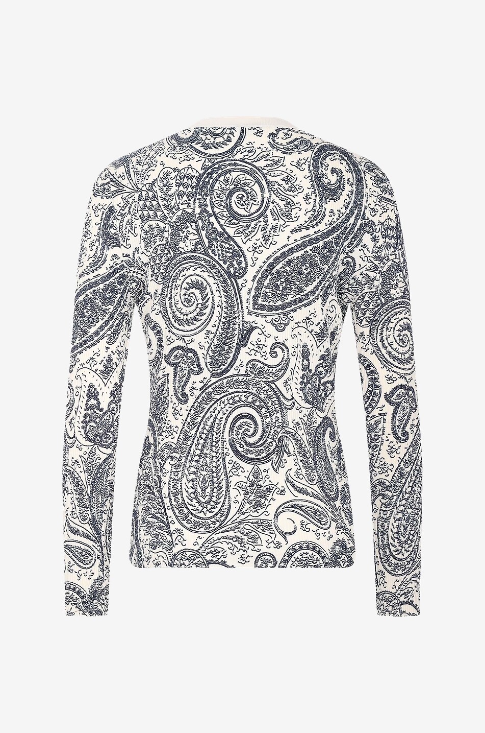 Gerippter Seidenmix-Schlauchpullover mit Paisley-Print