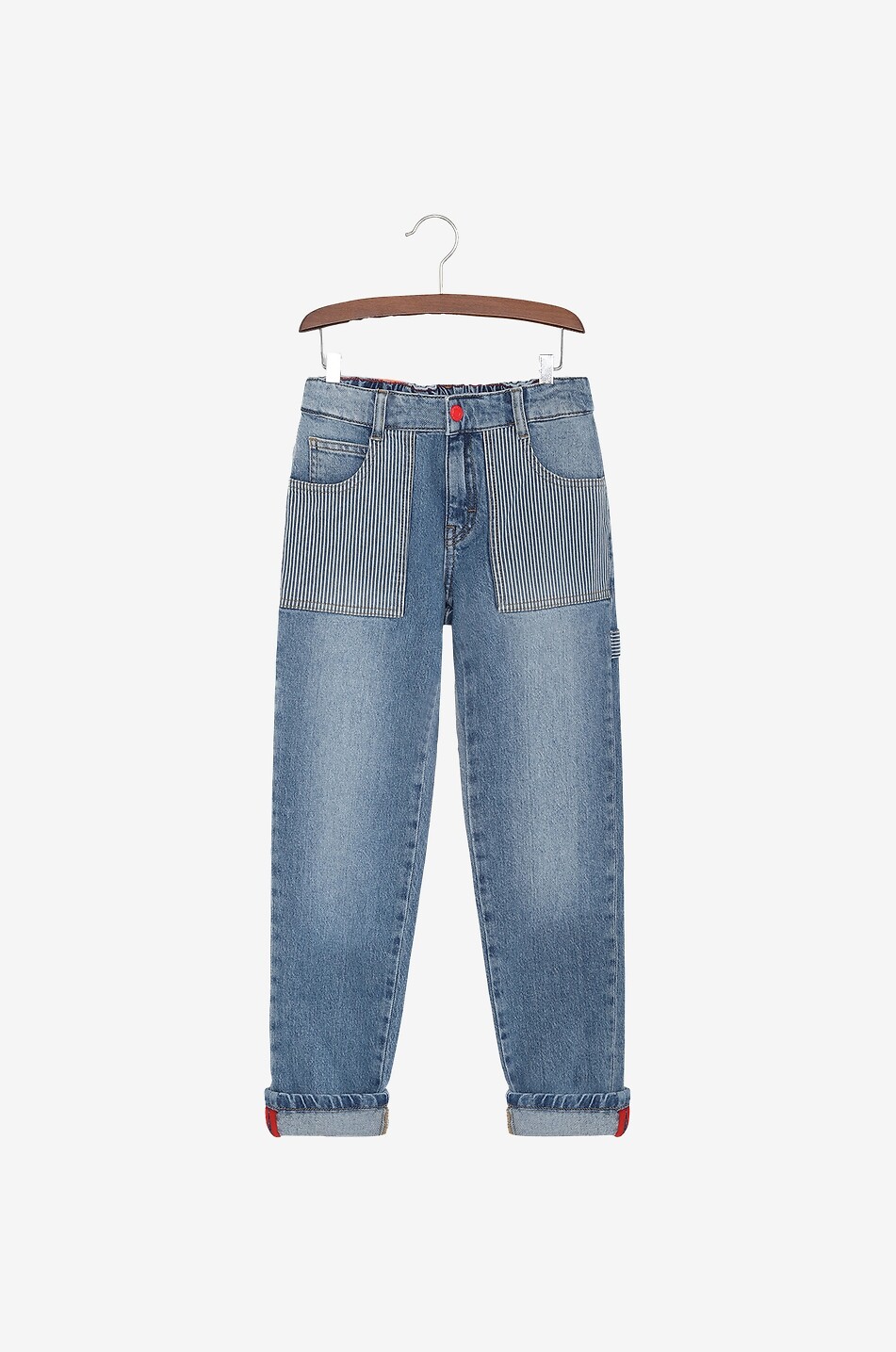 Jean droit en coton garçon effet patchwork