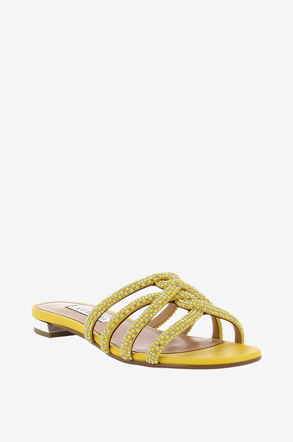 Moondust 10 flat nappa leather and crystal slides