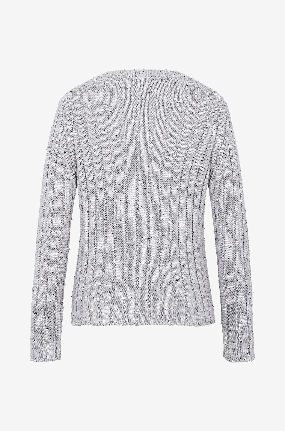 Glitzernder schmaler Rippstrickpullover aus Baumwolle