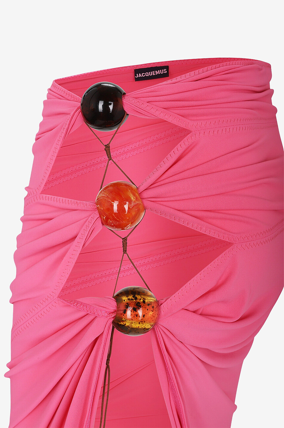 JACQUEMUS Jupe asymétrique à découpes et perles La jupe Perola Femme ROSE 3