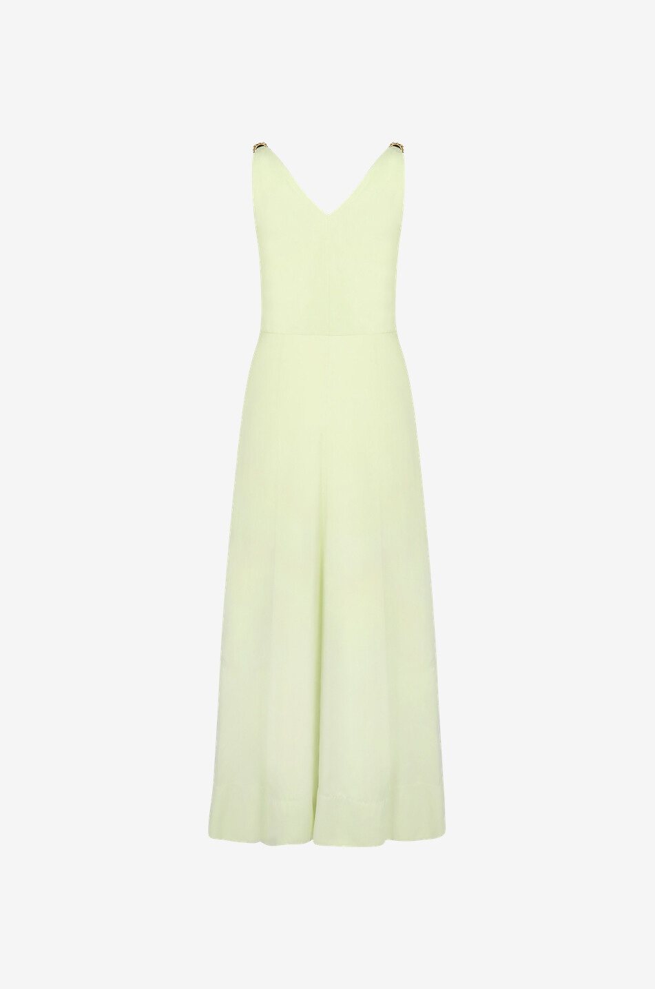 LANVIN Robe évasée midi en satin à bretelles bijou Femme JAUNE 2