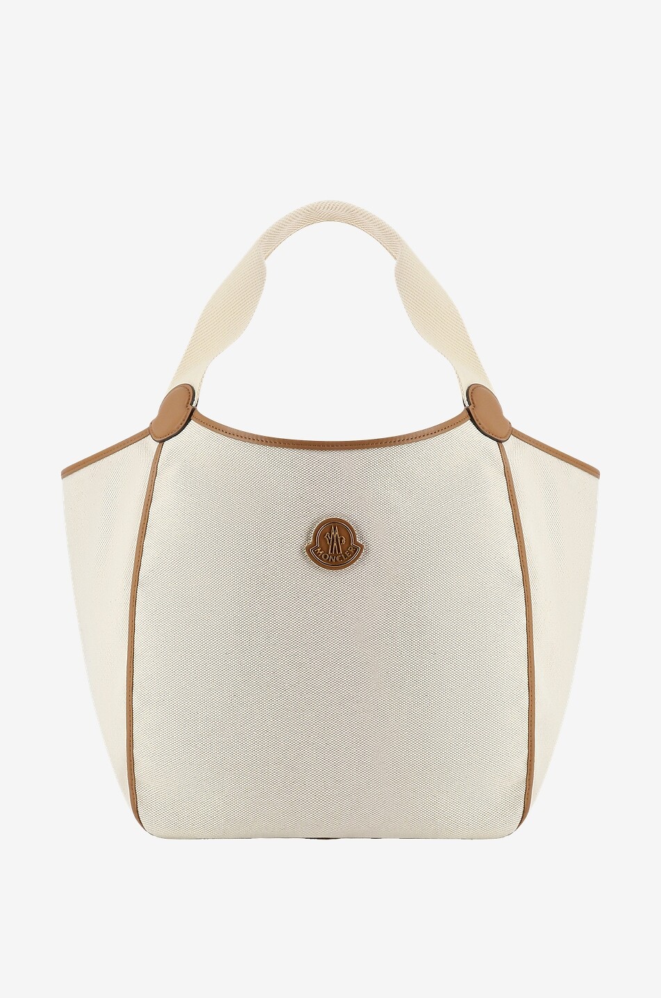 Nalani cotton canvas and leather tote bag - MONCLER - BEIGE