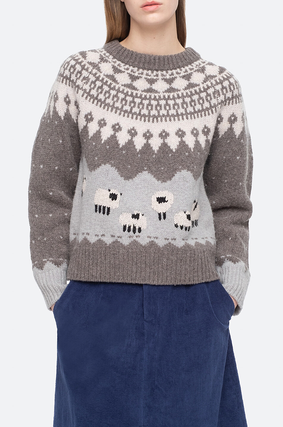 Pullover mit Rundhalsausschnitt aus Merinowolle Anja