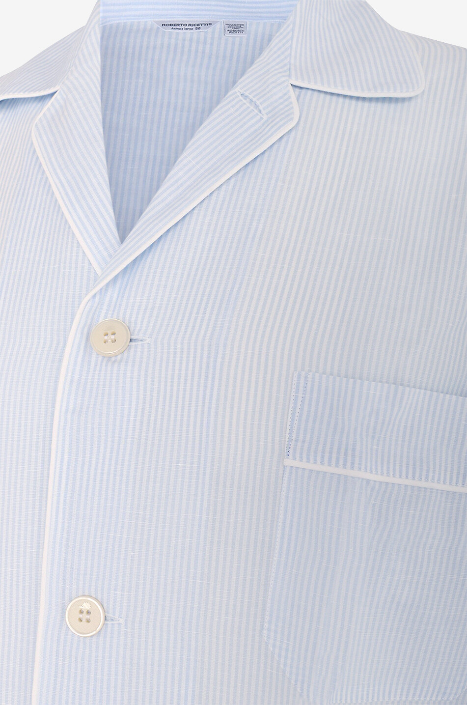 ROBERTO RICETTI Pyjama long en coton et lin Venezia Homme BLEU CLAIR 3