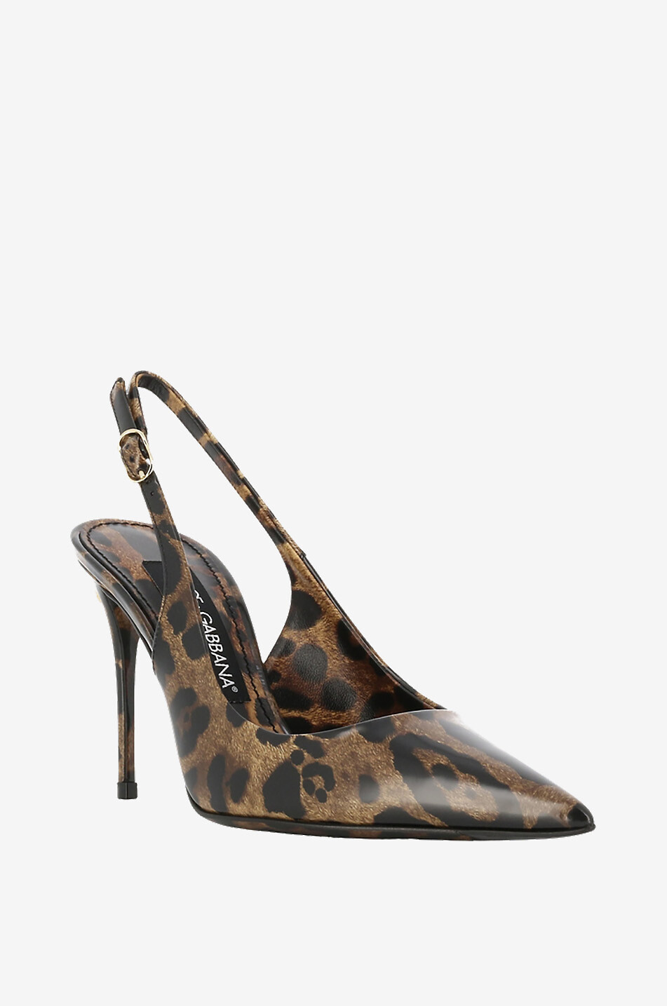 Lollo 90 leopard print patent leather sling-back pumps