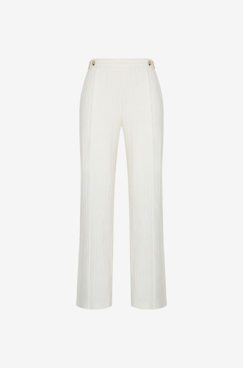 Pantalon droit en viscose coton et lin