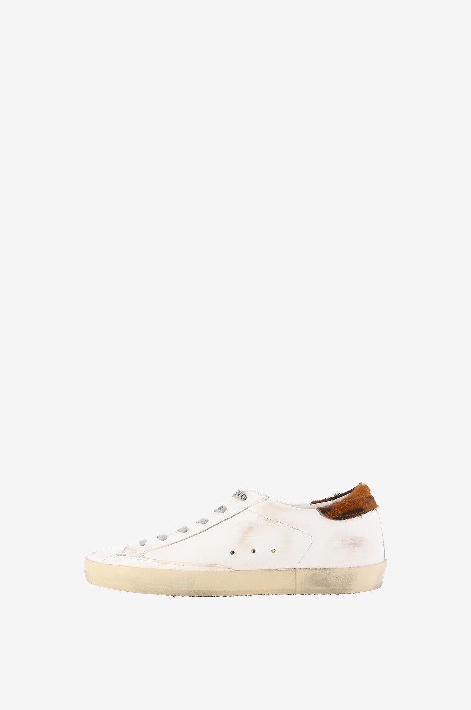 GOLDEN GOOSE Baskets basses en cuir vieilli détail zèbre Super-Star Classic Femme BLANC CASSE 3