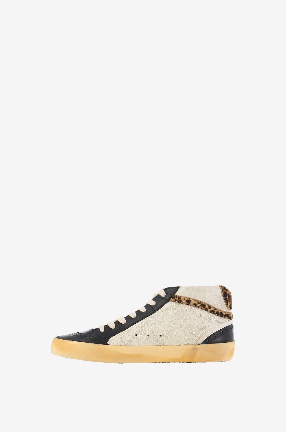 GOLDEN GOOSE Hohe Sneakers aus rissigem Leder mit Leo-Detail Mid Star Classic Damen GRAU 3