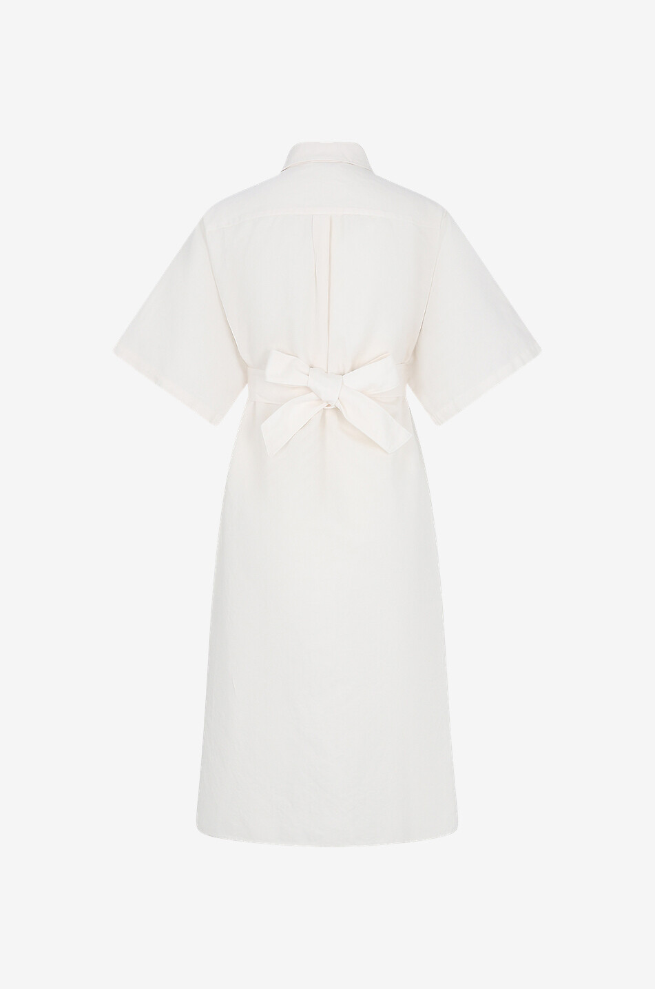 Robe-chemise midi en coton et lin