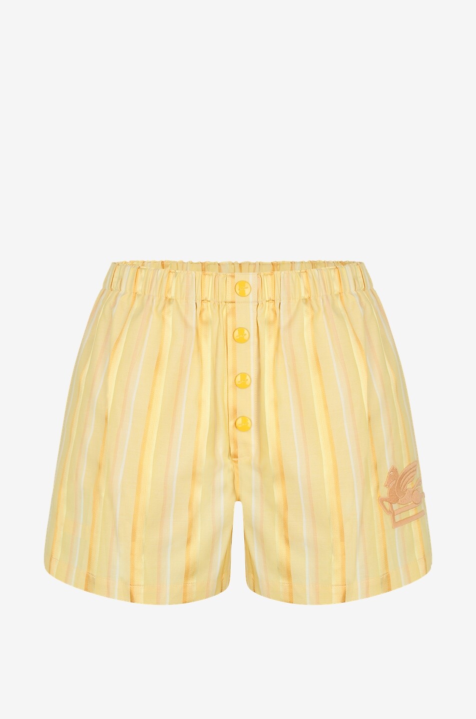 Gestreifte Jacquard-Shorts mit Stickerei Pegaso