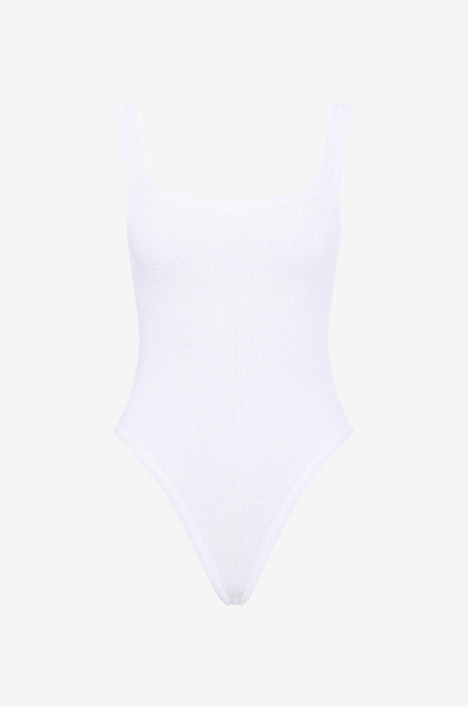 HUNZA G Maillot de bain une pièce en seersucker Square Neck Swim Femme BLANC 1