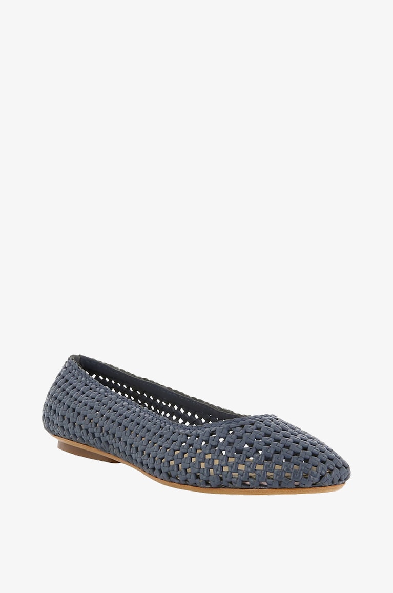 DRAGON Ballerinas aus echtem Leder Flower Damen BLAU 1
