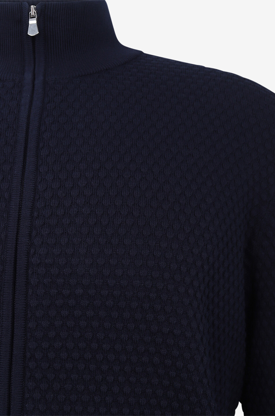 Cardigan zippé en coton à col montant