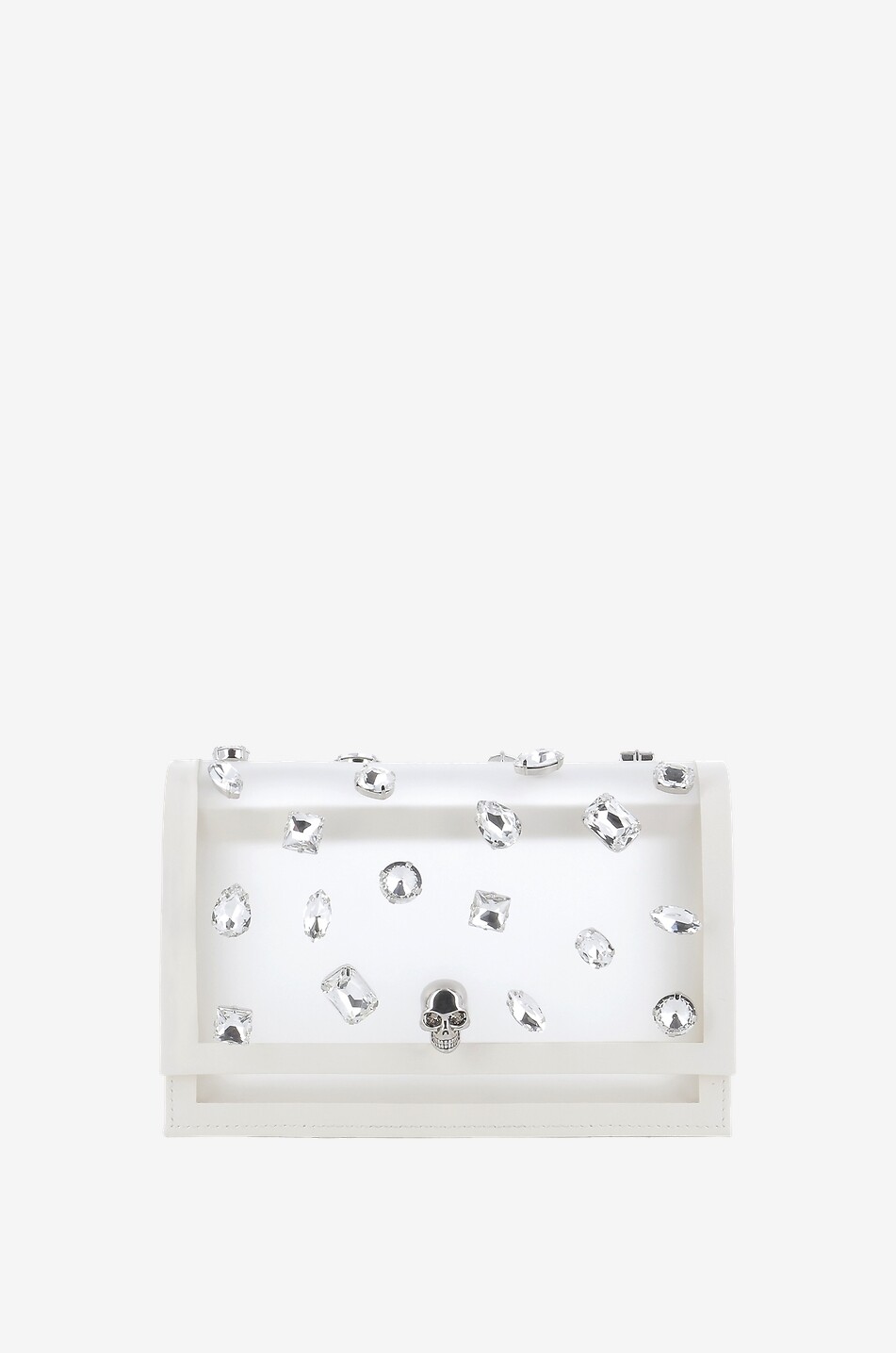 ALEXANDER McQUEEN Sac porté épaule transparent à cristaux Skull Small Femme ARGENT 1