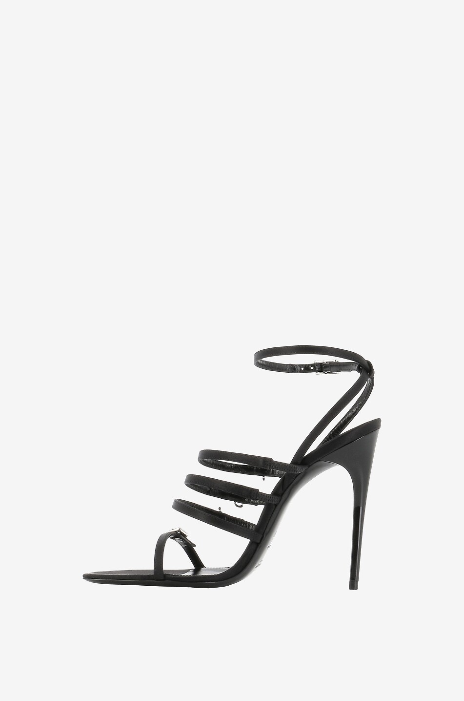 SAINT LAURENT PARIS Jerry 110 heeled satin and crystal sandals Women BLACK 3