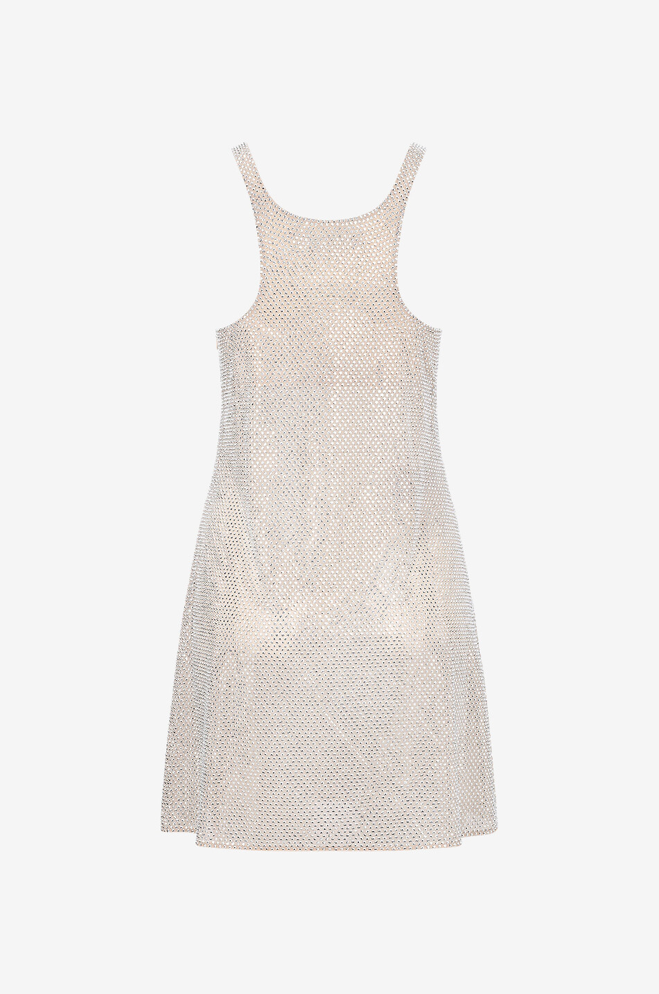 Mini robe à bretelles en soie et cristaux