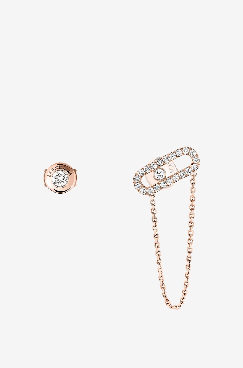 MESSIKA Clous d'oreilles en or rose et diamants Move Uno Chaîne et Puce Femme ROSE 1