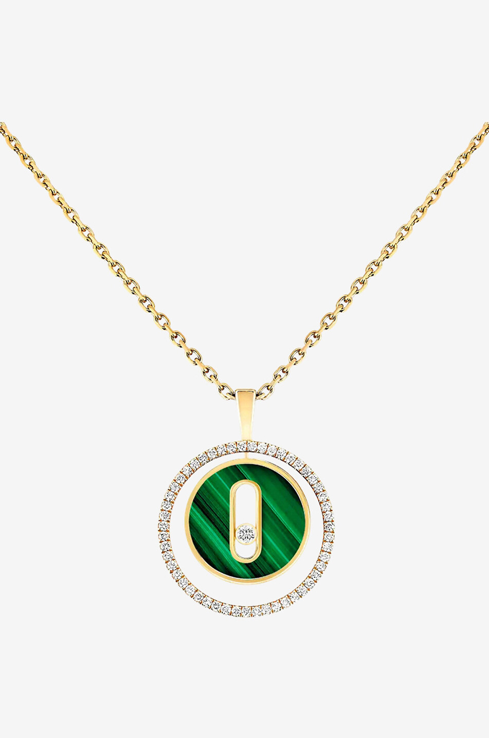 Collier en or jaune et diamants Lucky Move PM Malachite