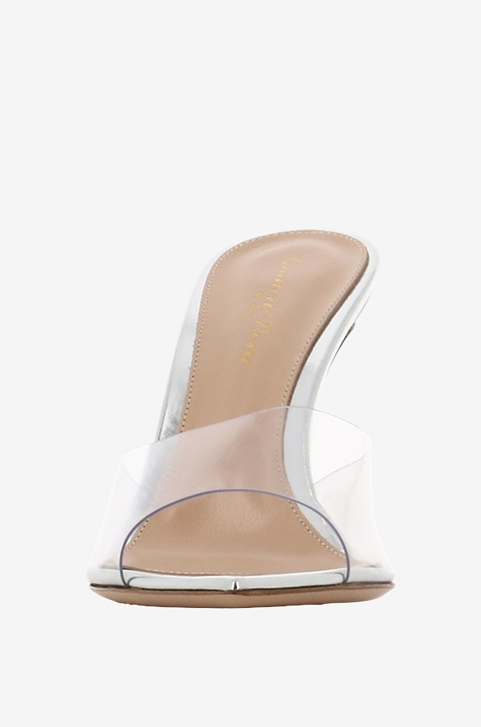 Mules à talon en cuir miroir et plexiglas Elle 85