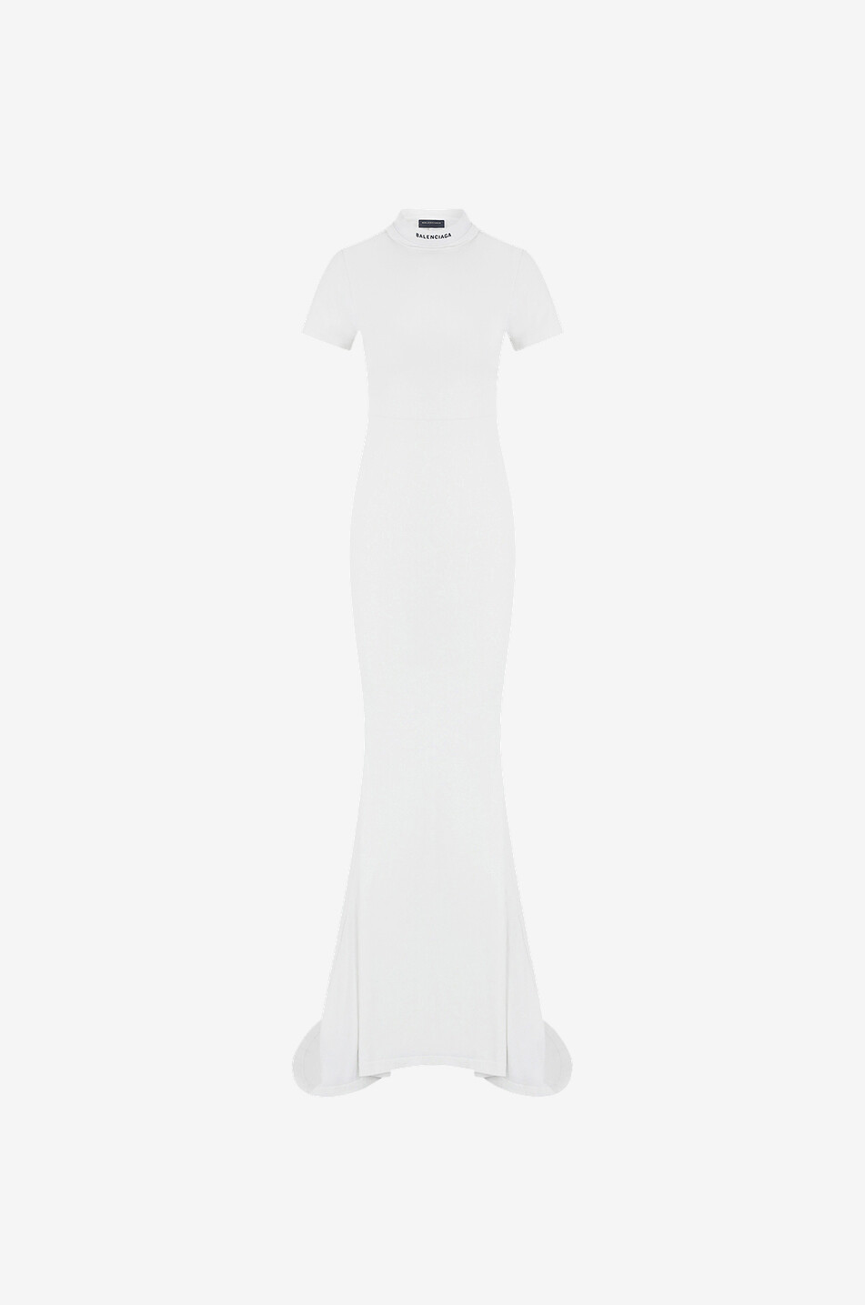 BALENCIAGA Robe T-shirt longue ourlet ondine en jersey effet usé Femme BLANC 1