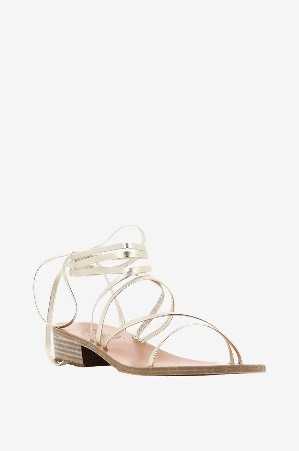 Schnürsandalen aus Metallic-Leder mit Absatz Hara Heel