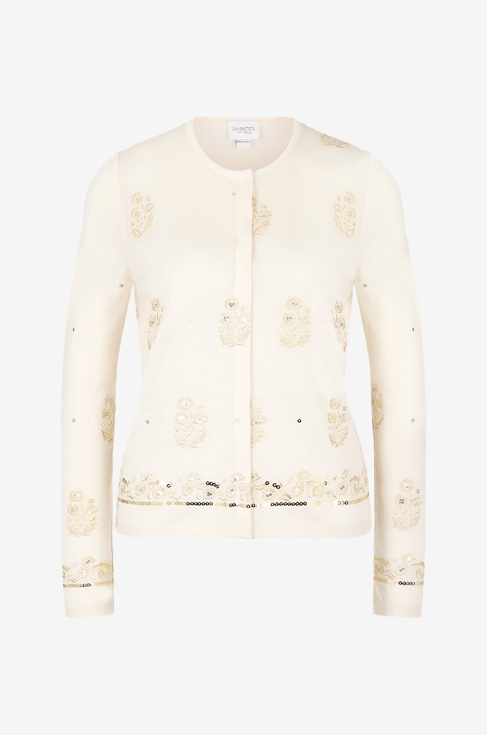 Flower embroidered cashmere and silk cardigan