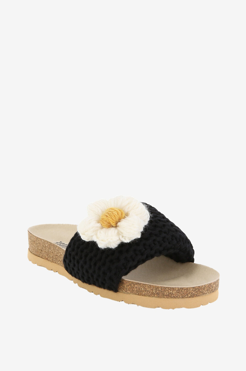 Daisy embroidered knit mules