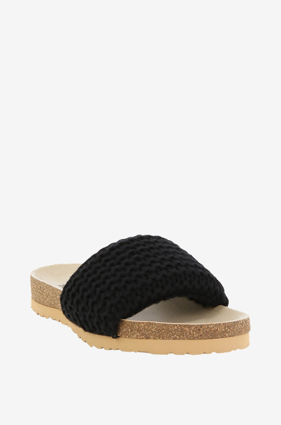 Minimalist cotton and wool knit flat mules