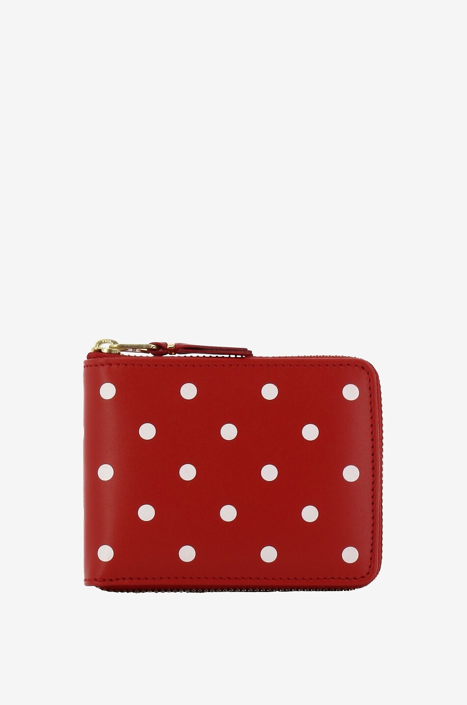 COMME DES GARCONS PLAY Polka Dots compact leather zip-around wallet Women RED 1