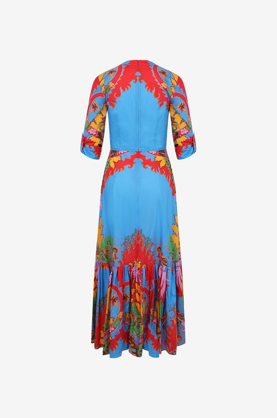 Ausgestelltes langes Kleid aus Baumwolle und Seide Fantaisie Paisley