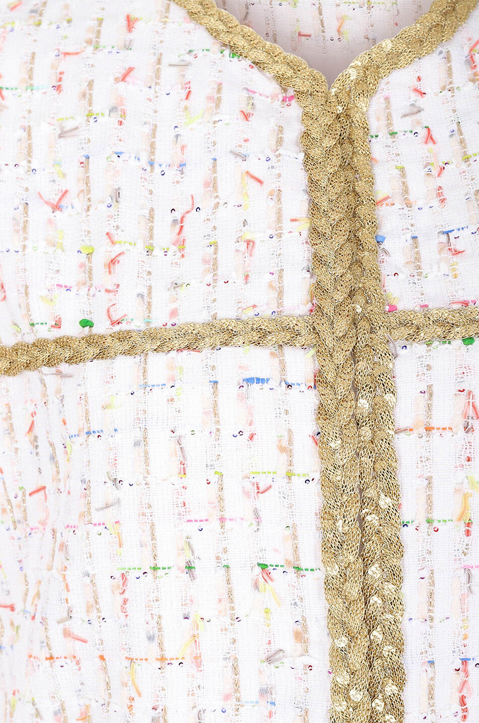 Sequin braid adorned tweed suit jacket