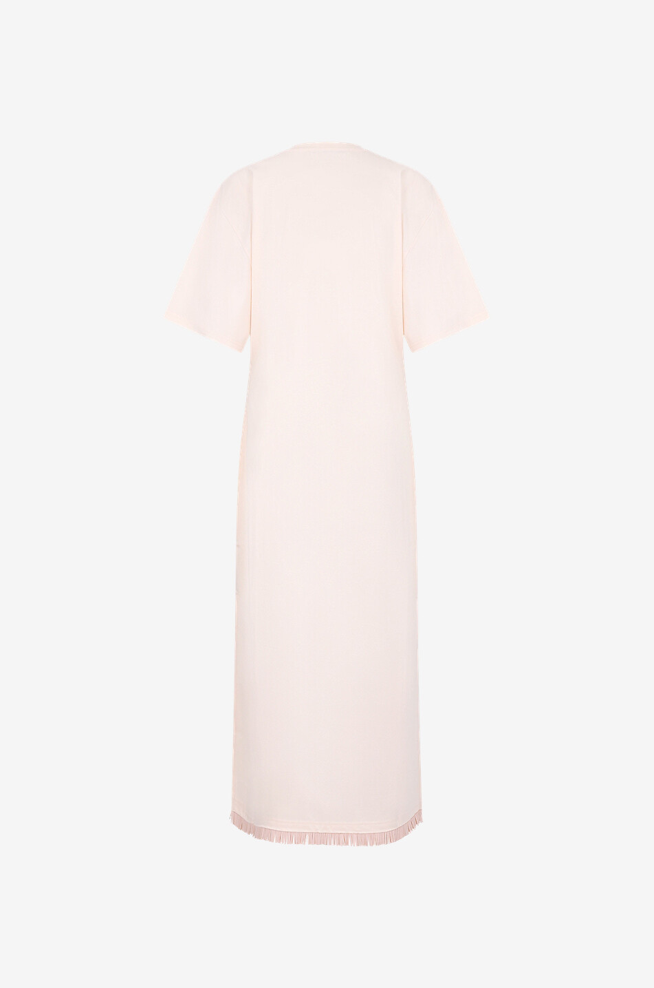 Langes T-Shirt-Kleid mit Perlenfransen und Tüll