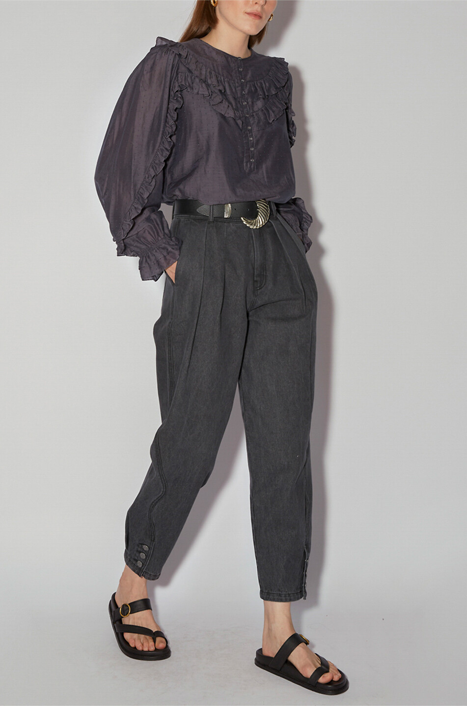 MAGALI PASCAL Blouse à manches longues en coton Bernadette Femme NOIR 4