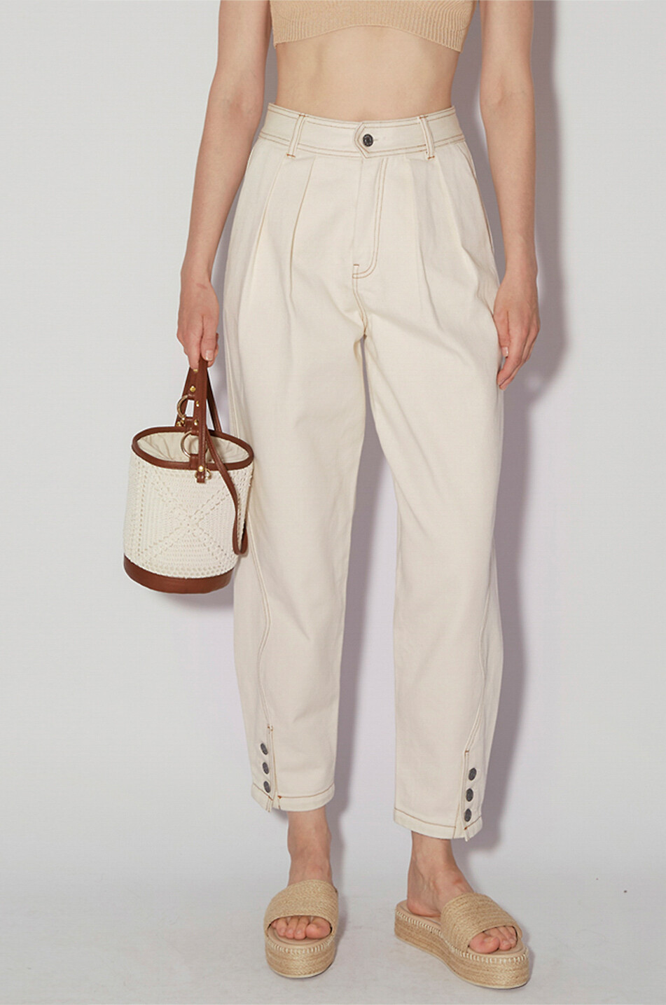 MAGALI PASCAL Jean boyfriend en coton Emanuelle Femme Beige clair 4