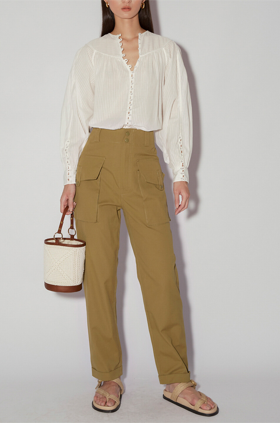 MAGALI PASCAL Noelle cotton cargo trousers Women LIGHT KHAKI 3