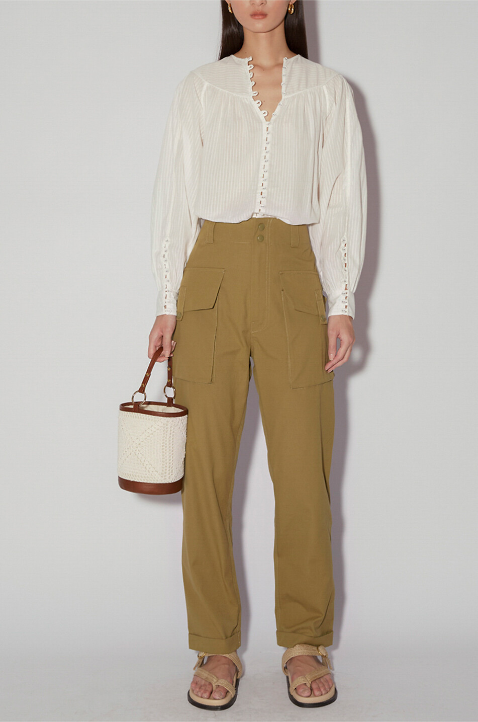 MAGALI PASCAL Langärmelige Bluse aus Baumwolle Suleo Damen Hellbeige 3