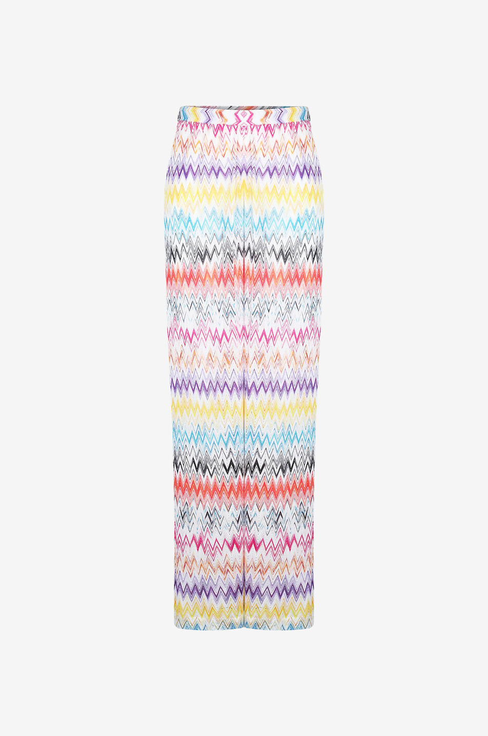 Pantalon large raccourci en maille ajourée à chevrons