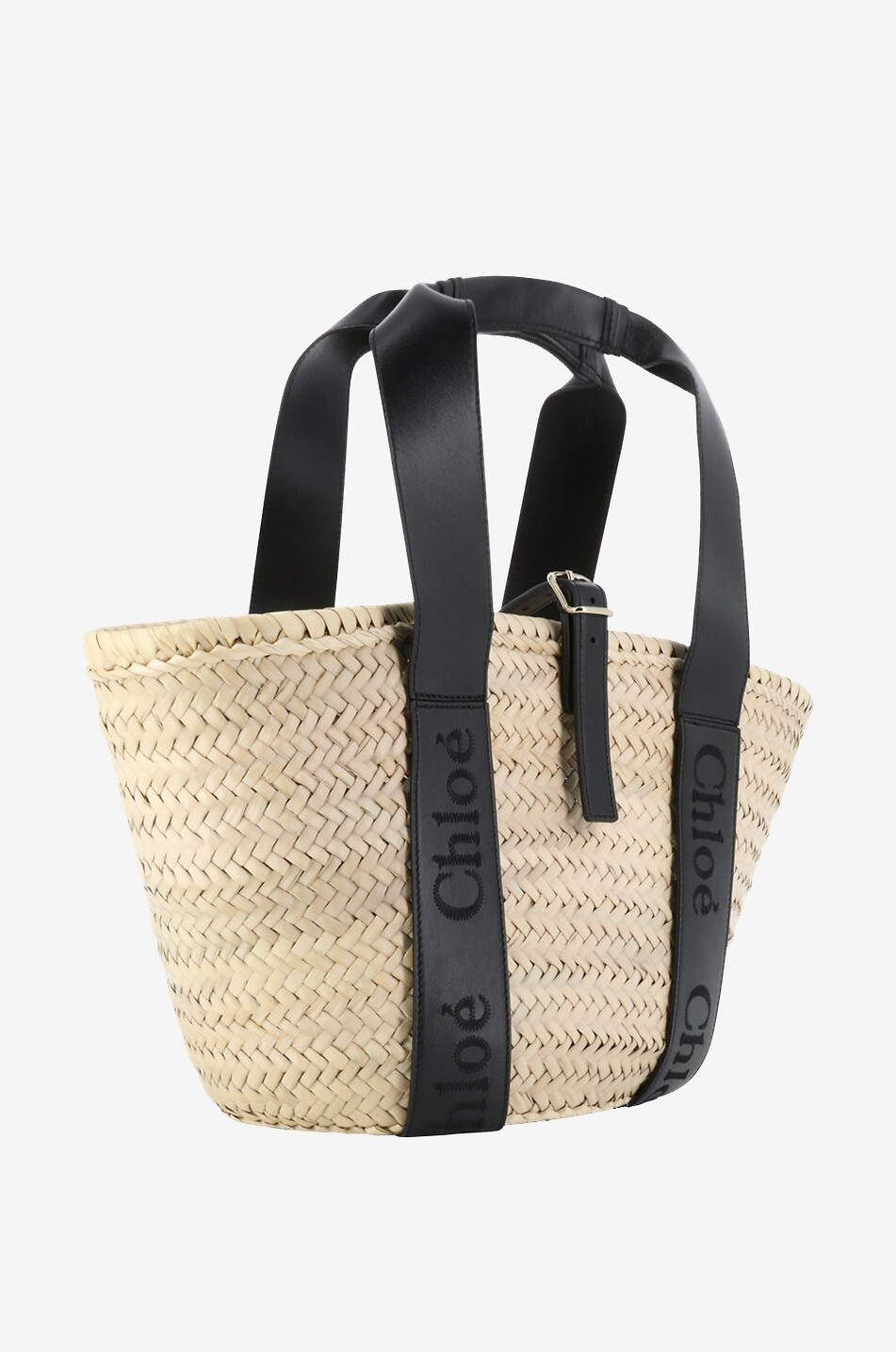 Chloe Sense Medium raffia and leather basket CHLOE Bongenie