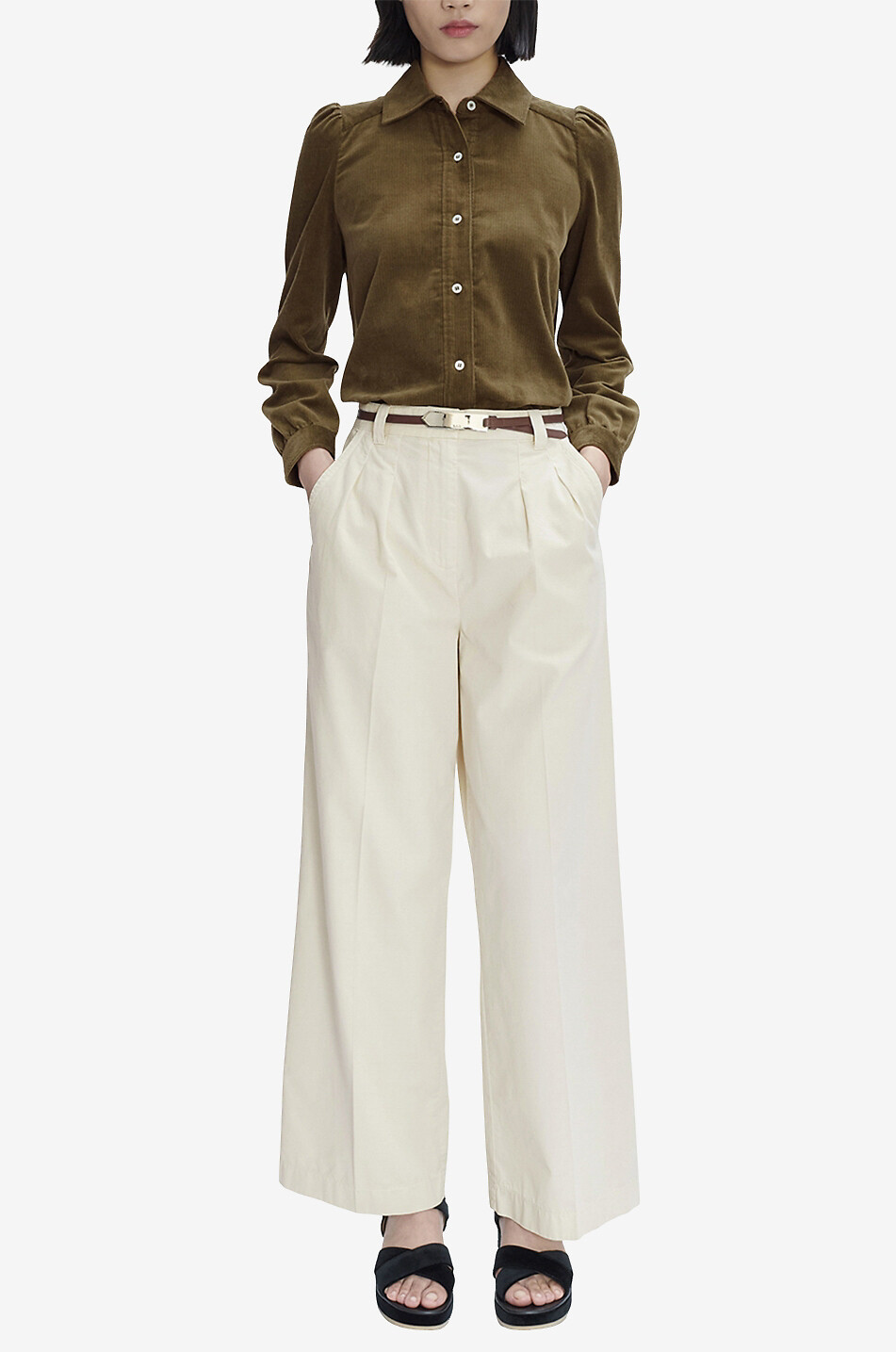 Pantalon chino large femme hotsell