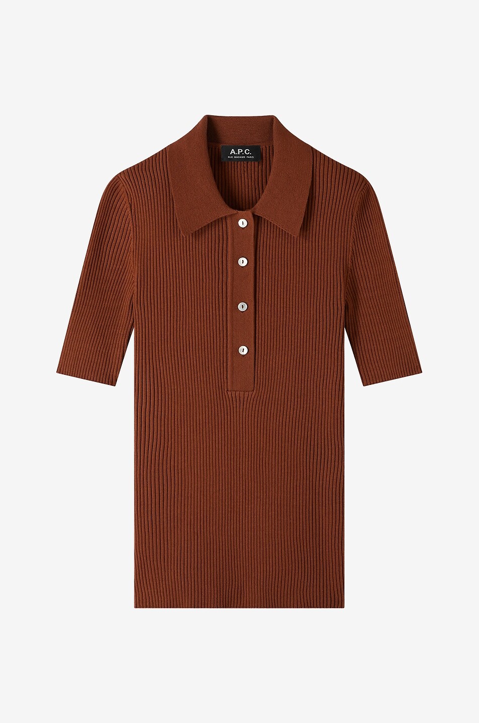 Danae figure-hugging rib knit polo shirt