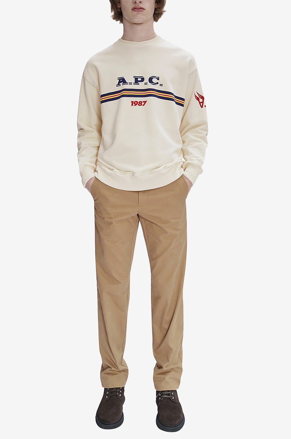 A.P.C. Sweat-shirt à col rond imprimé Adam Homme BEIGE 3