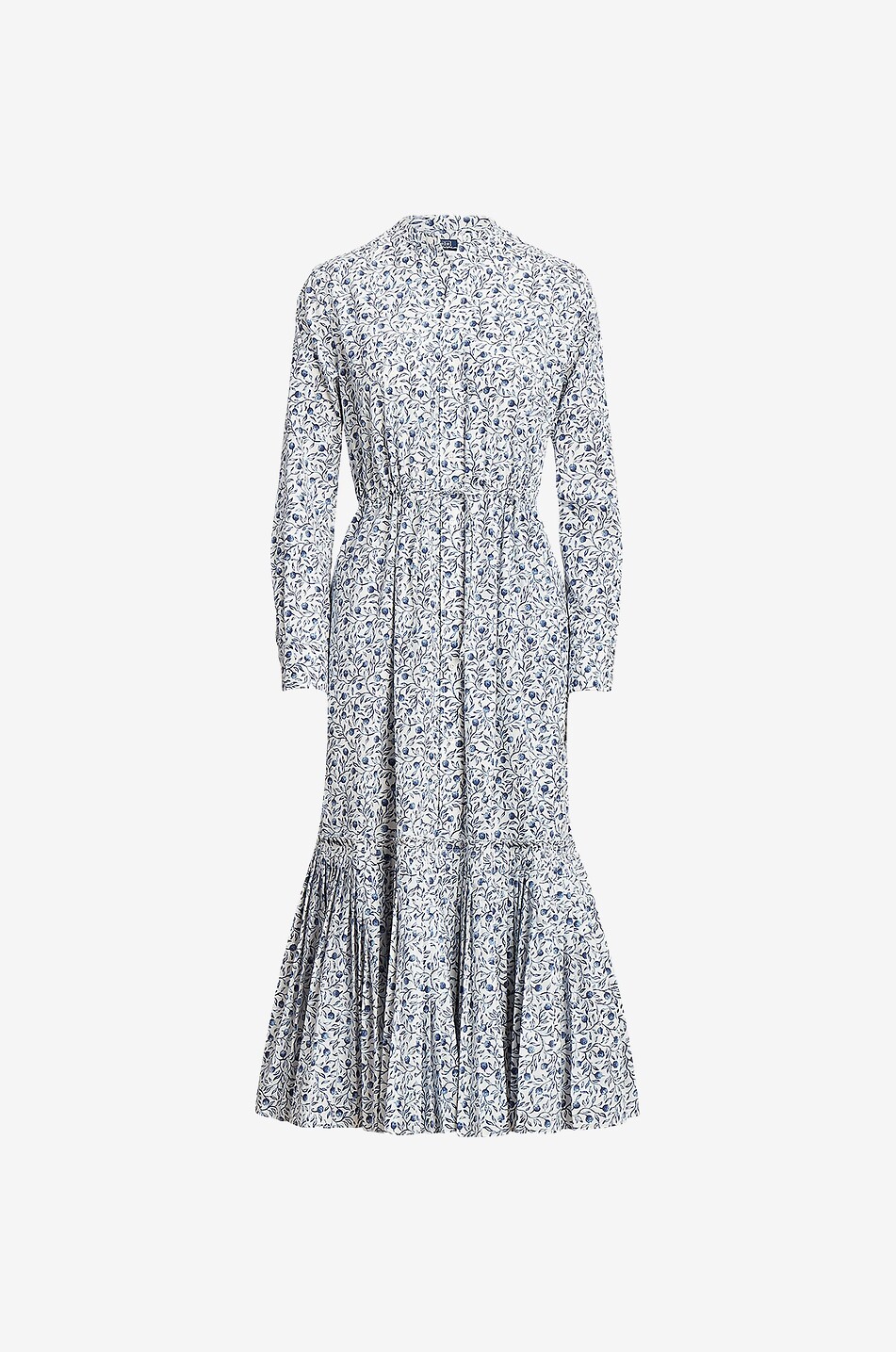 Midilanges geblümtes Hemdkleid aus Baumwollmix